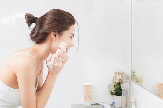 Facial Routine - Exfoliating face powder, face wash, and face lotion